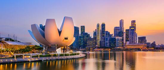 singapore skyline marina twilight